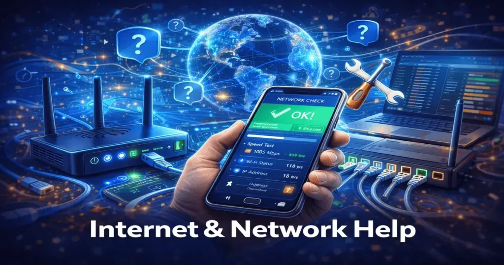 Internet and network help tutorials for WiFi fixes, router setup, and connection troubleshooting.